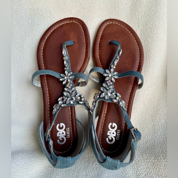 New Guess Rihnestone cloudwalker sandals - size 9M - Picture 2 of 6